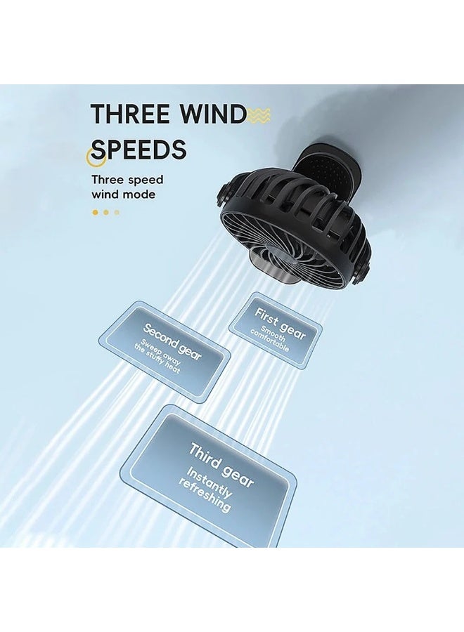 720° Rotatable Clip-On Desk Fan - Portable 3-Speed Rechargeable Mini Fan with LED Night Light - USB Powered Personal Cooling Fan for Office, Home, Travel, Camping & Strollers (Black/Pink/Blue) - Image 3